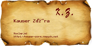 Kauser Zóra névjegykártya